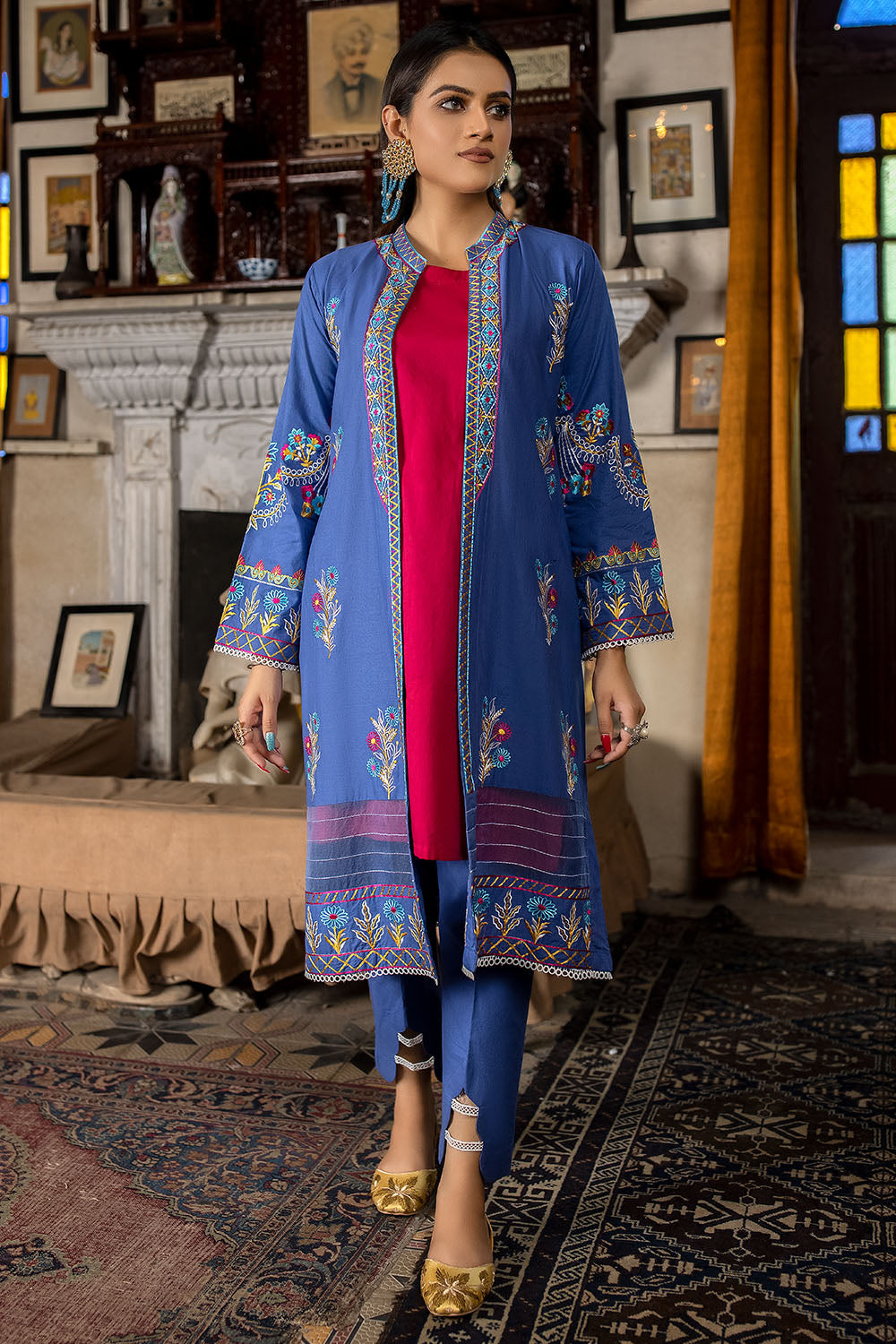 Embroidered Gown Suit-2505