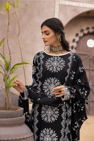 Black Mirror Embroidered Linen Suit-2525