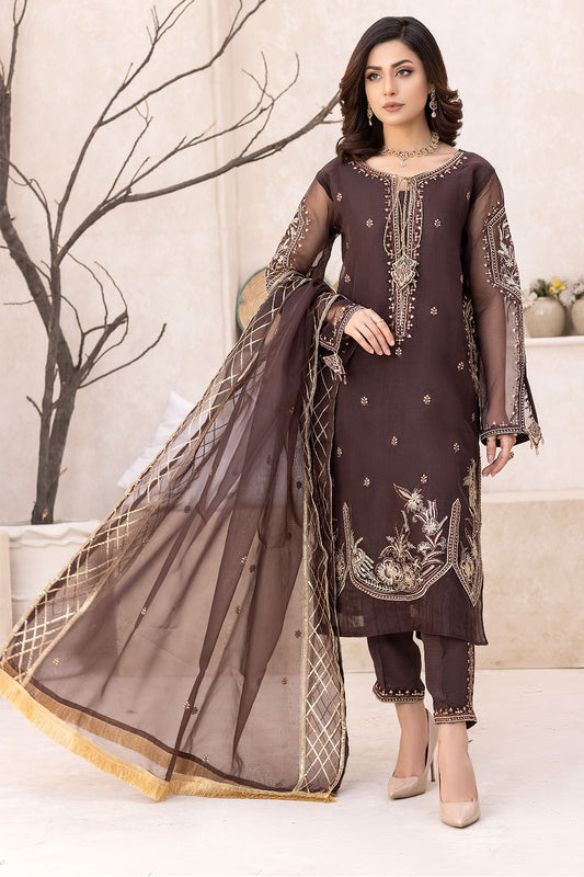 Embroidered Organza Suit -4004