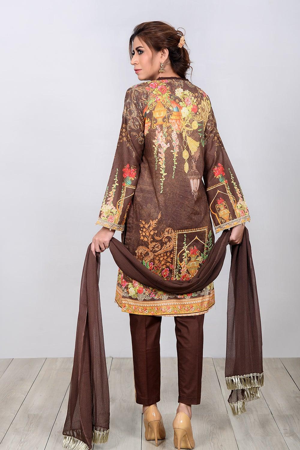 embroidered Digital Lawn - Madame