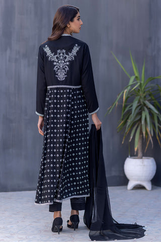 Embroidered Linen Frock Suit-2562